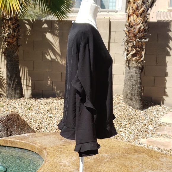 NEW Luca Black Ruffle Soft Non Sheer Blouse - Picture 5 of 6